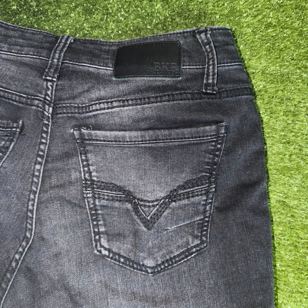 BKE Mason Mens Black Denim Shorts Raw Hem Faded Stretch Size 29x34 Cut Off - Picture 2 of 8